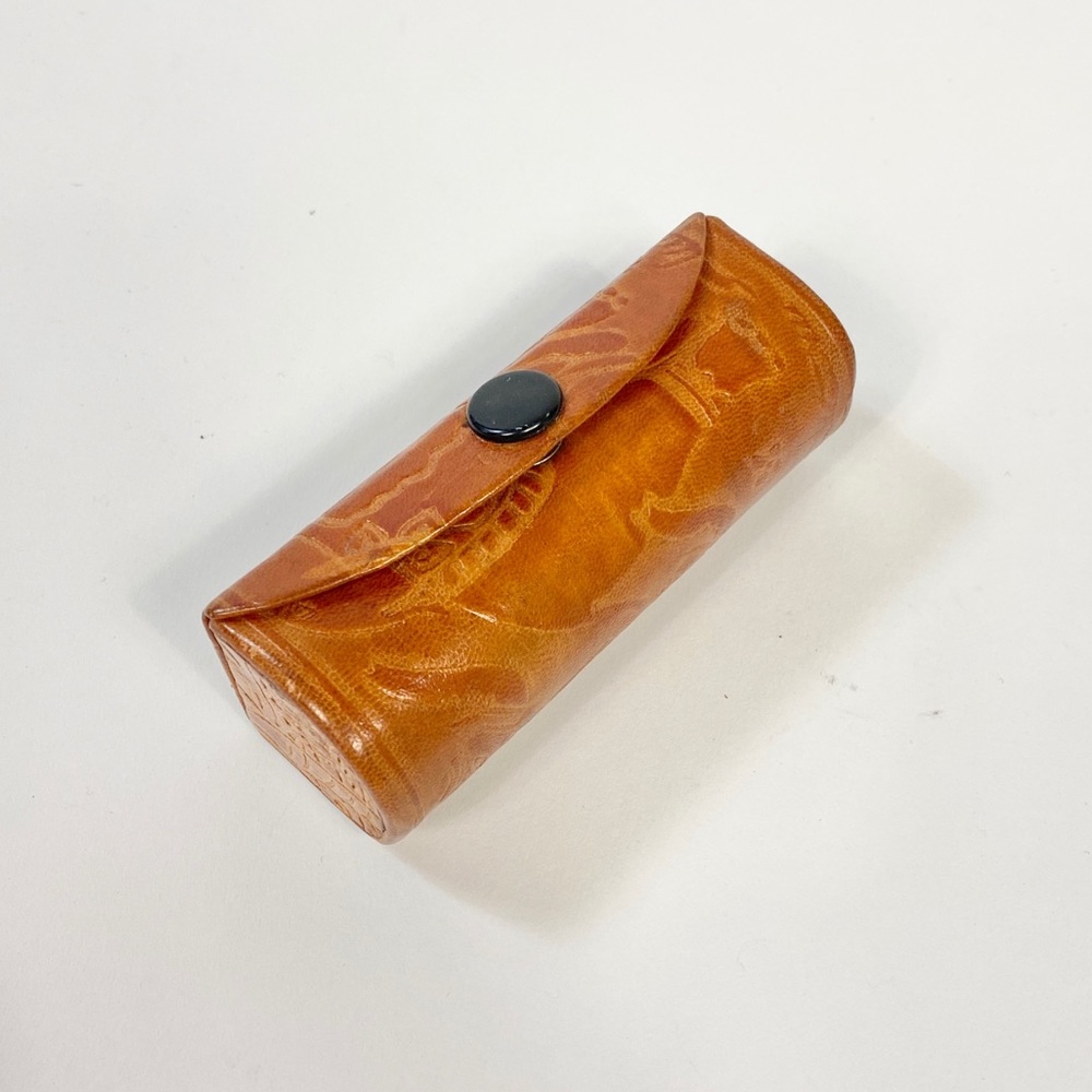 INDIAN LEATHER LIPSTICK HOLDER WITH ELEPHANTS